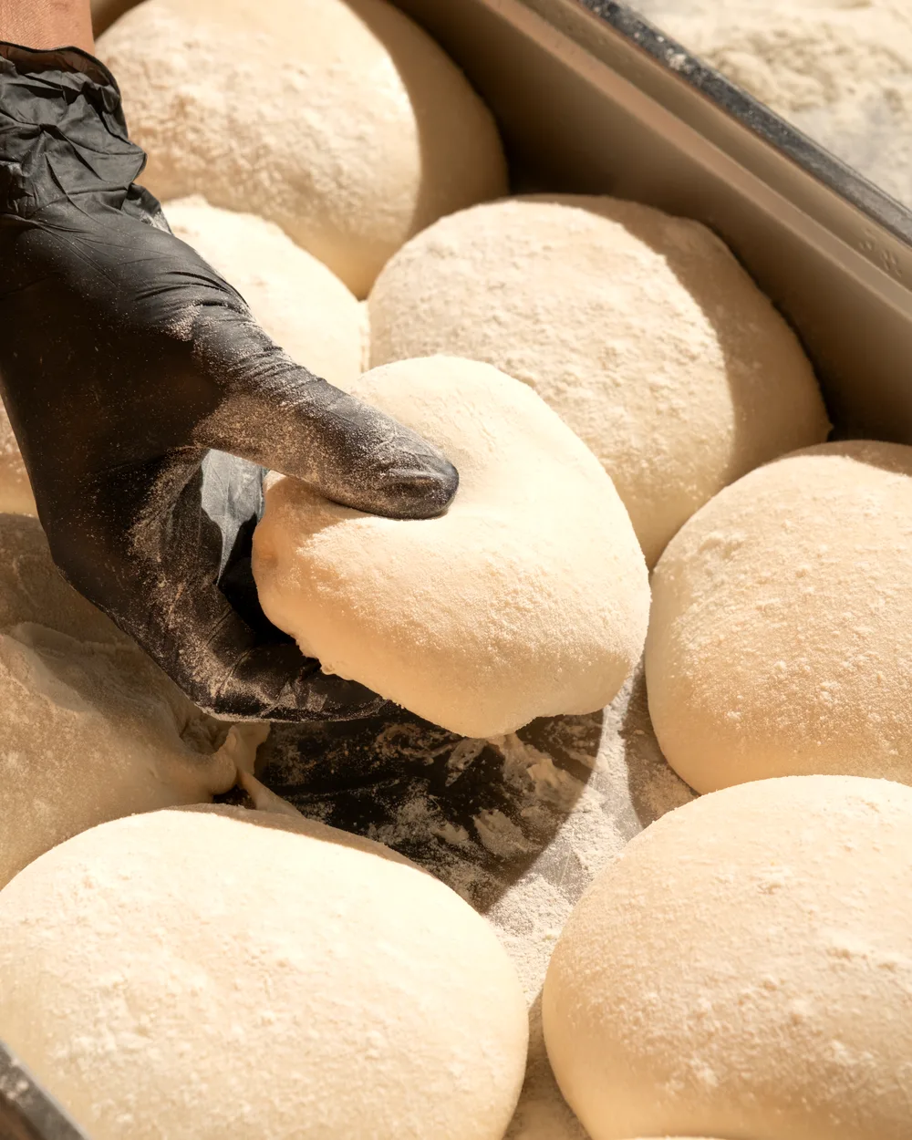 Proofed pizza dough